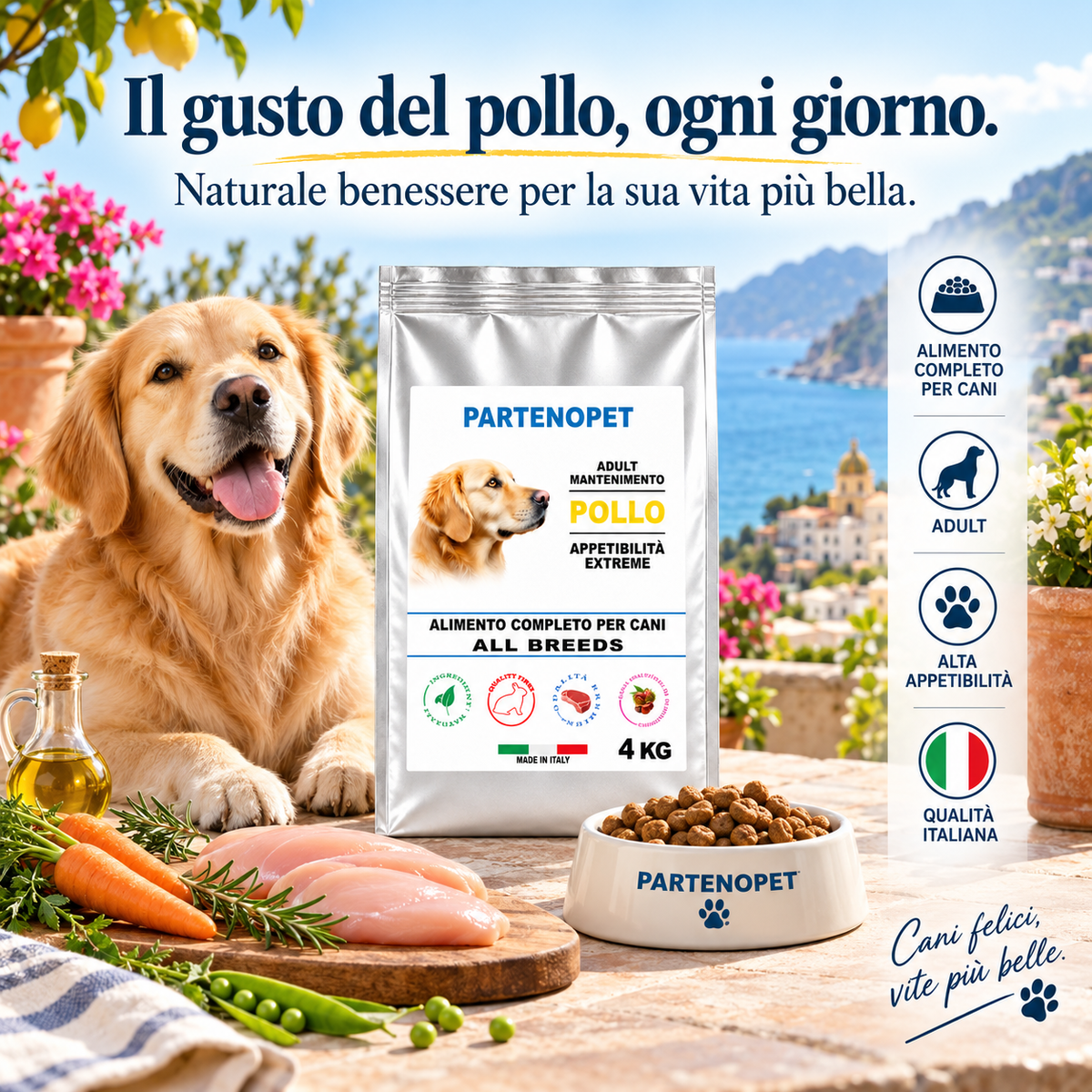 Crocchette Partenopet Adult Pollo 4 kg: dettaglio della ricetta