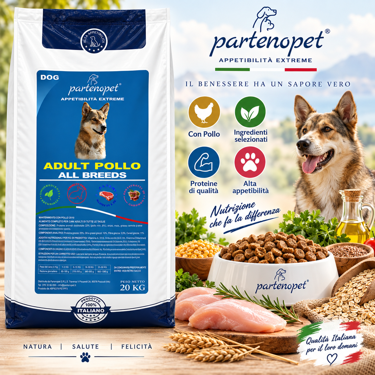Partenopet Dog Adult Pollo 20 kg: dettaglio della ricetta
