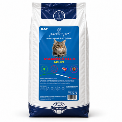 Crocchette Partenopet Cat Adult Manzo Pollo 20 kg per gatti adulti