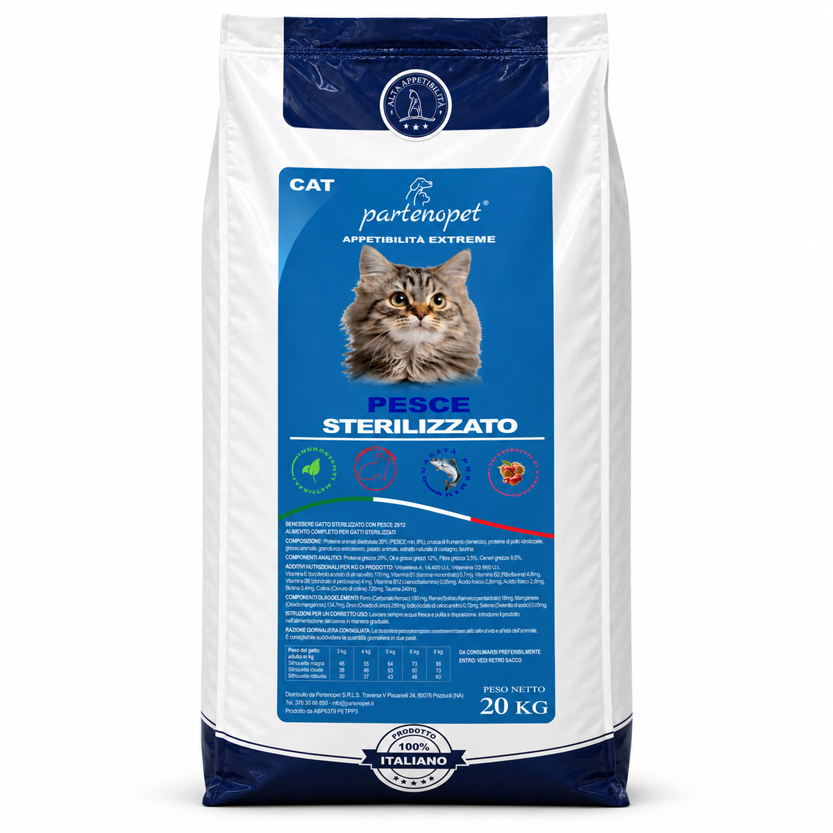 Crocchette Partenopet Cat Sterilizzato Pesce 20 kg per gatti sterilizzati