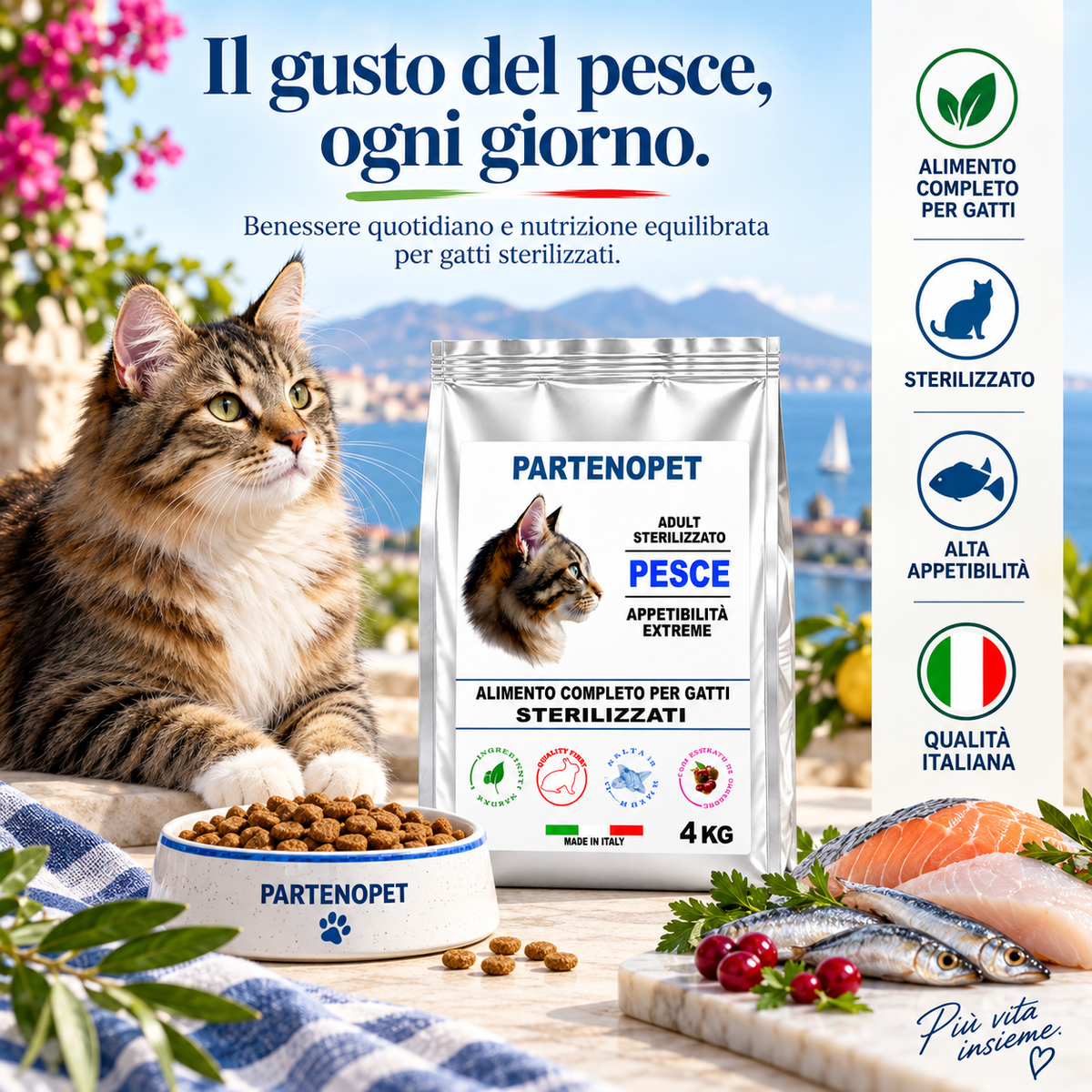 Crocchette Partenopet Sterilizzato Pesce 4 kg: dettaglio della ricetta