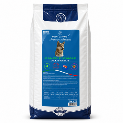 Crocchette Partenopet Dog Energy Manzo e Maiale 20 kg per cani adulti di tutte le taglie