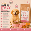 Sacco da 2kg di crocchette Partenopet Puppy al Maiale per cuccioli, alimento monoproteico naturale pressato a freddo prodotto in Italia, con condroprotettori per le articolazioni.
