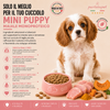 Sacco da 2kg di crocchette Partenopet Puppy Mini al Maiale per cuccioli di piccola taglia, alimento naturale pressato a freddo monoproteico, Made in Italy con zucca e curcuma.