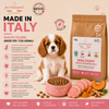 Sacco da 2kg di crocchette Partenopet Puppy Mini al Maiale per cuccioli di piccola taglia, alimento naturale pressato a freddo monoproteico, Made in Italy con zucca e curcuma.