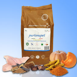 Partenopet Adult Mini Monoproteico Pesce e Zucca Crocchette per Cani 100% Naturali 2 kg - Partenopet