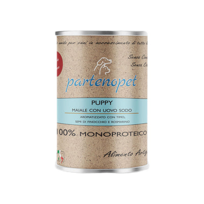 Partenopet Alimento Umido per Cani Cuccioli Monoproteico Grain Free Patè Puppy Maiale con Uovo Sodo 400g - Partenopet