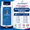 Tabella della razione giornaliera indicativa delle crocchette Partenopet Dog Adult Maiale per cani adulti