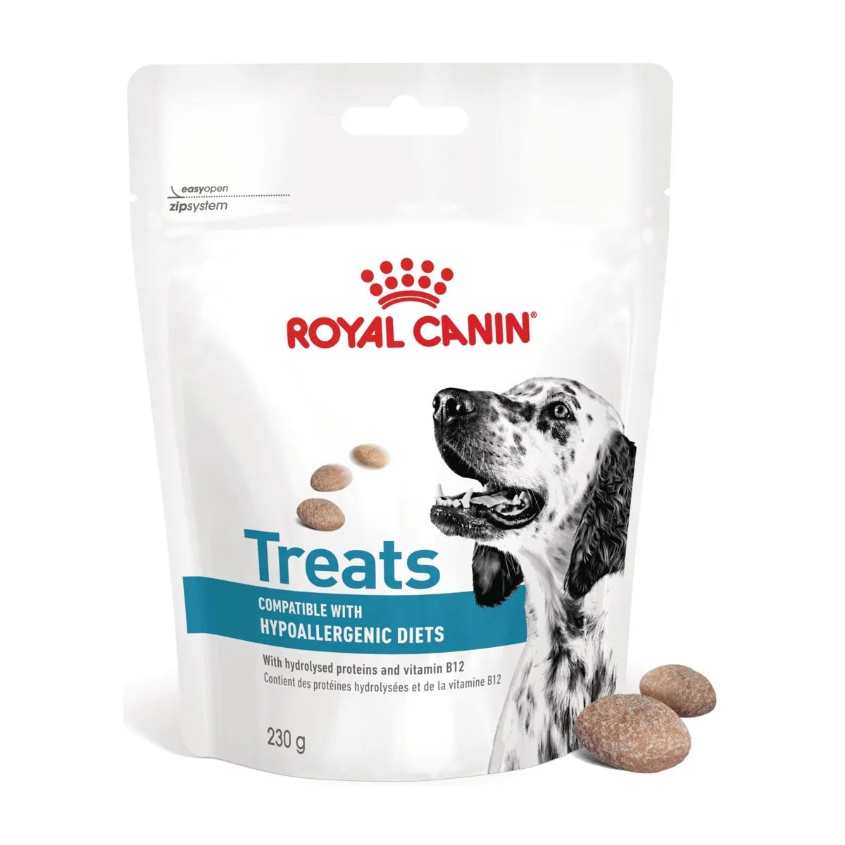 Busta di snack per cani con sensibilità alimentari Royal Canin Treats Hypoallergenic da 230 g