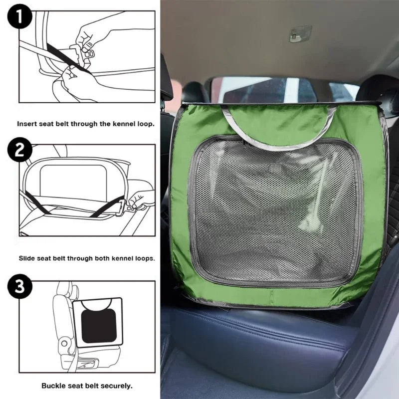 Trasportino Auto Pieghevole per Cani e Gatti 91 cm - Box Pop-Up da Interno e Esterno - Cuccia da Viaggio Portatile