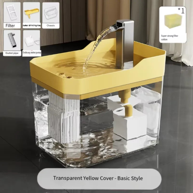Fontanella Automatica per Gatti e Cani Piccolo da 1,5 l con Filtraggio - Ricaricabile Tramite USB, Funzionamento Silenzioso e Base Antiscivolo