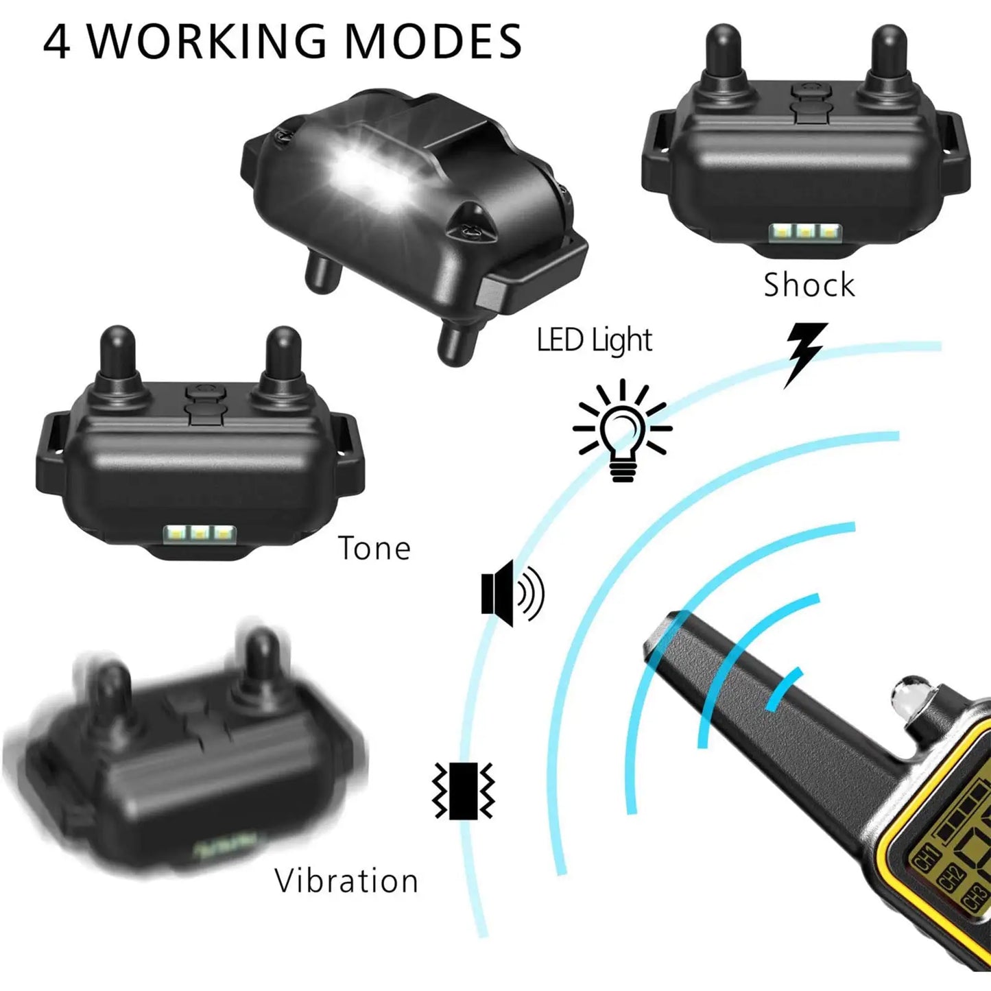 Collare Elettronico da Addestramento per Cani – Dispositivo Antiabbaio Impermeabile IPX7 con Telecomando a Distanza (800m) e 3 Modalità di Correzione