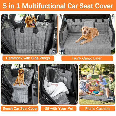 Coprisedile Auto Impermeabile per Cani 5 in 1 con Amaca, Finestra in Rete e Protezioni Laterali - Partenopet