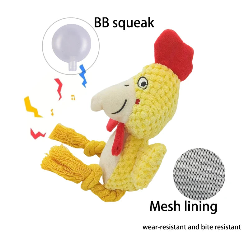 Gioco in Peluche e Corda per Cani | Design Carino con Squittio Interattivo 18x15 cm