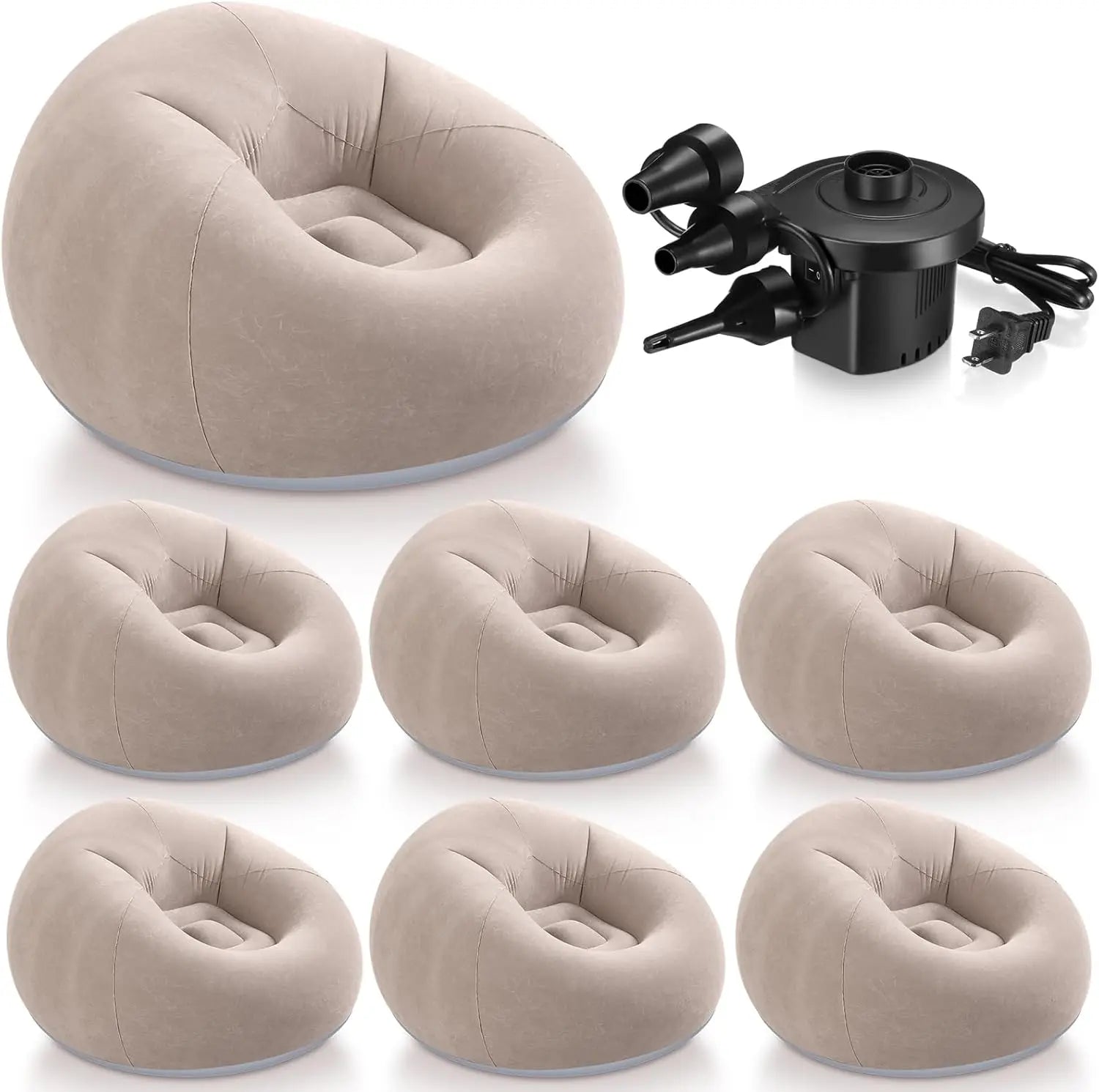 Poltrona Gonfiabile Bean Bag con Pompa Elettrica | Set 2-6 Pezzi - Partenopet
