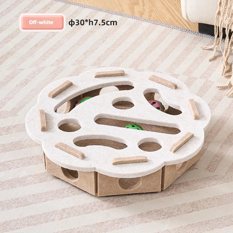 Cat Toy Felt Maze Box – Scatola Labirinto Interattiva in Feltro per Gatti, Gioco di Intelligenza con Fori "Dig Hole" e Palline con Campanello per Stimolazione Mentale del Gattino