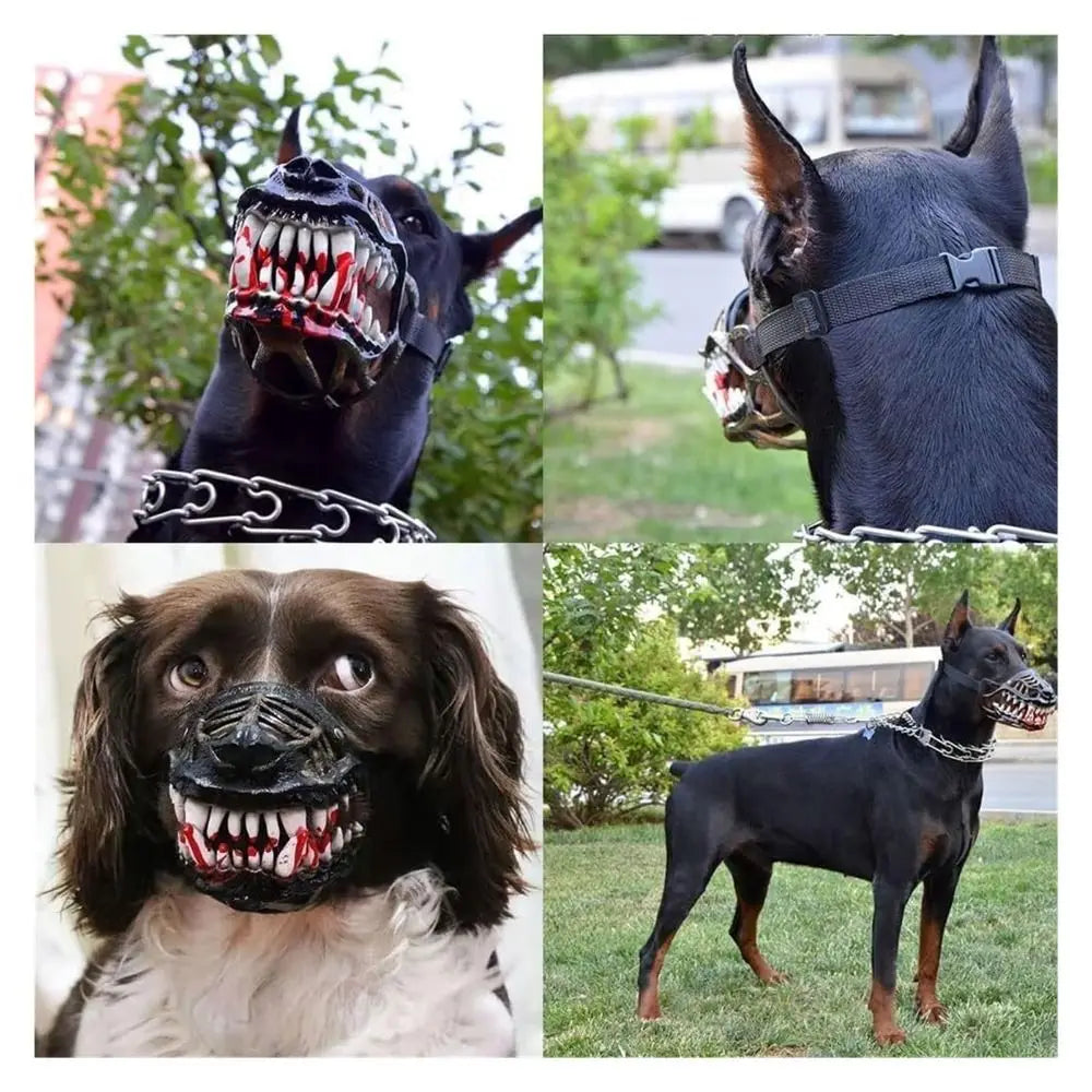 Maschera Mostro Halloween per Cani – Costume Effetto Museruola con Denti 3D