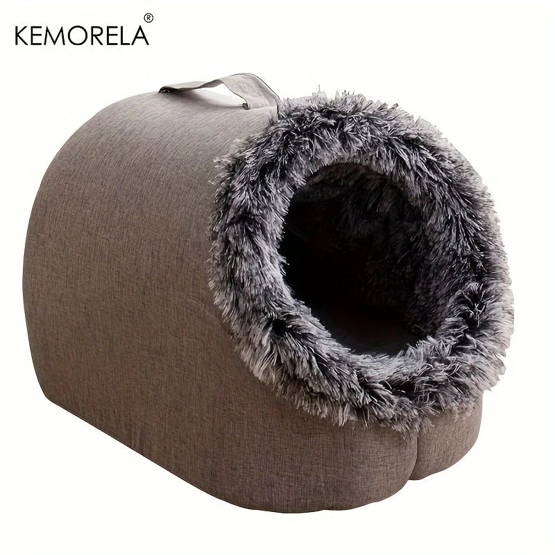 KEMORELA Cuccia Igloo Invernale per Gatti – Casetta Calda e Morbida in Peluche – Taglie M e L