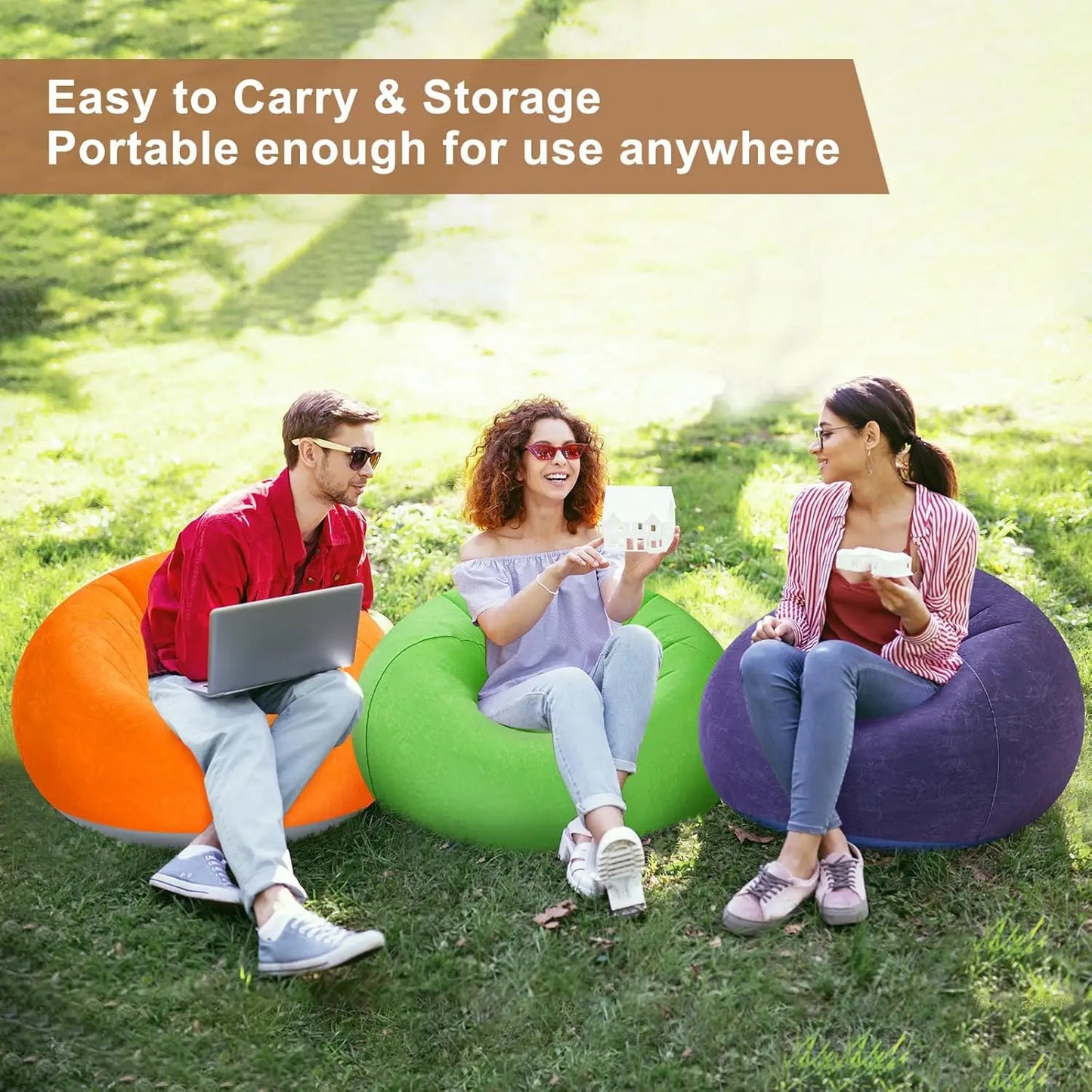 Poltrona Gonfiabile Bean Bag con Pompa Elettrica | Set 2-6 Pezzi - Partenopet