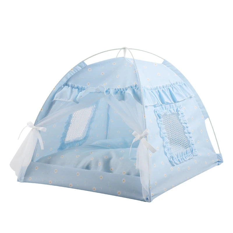 Cuccia Tenda Pieghevole per Gatti – Casetta Portatile 4 Stagioni con Tappetino Fresco – Nido Traspirante per Animali Domestici