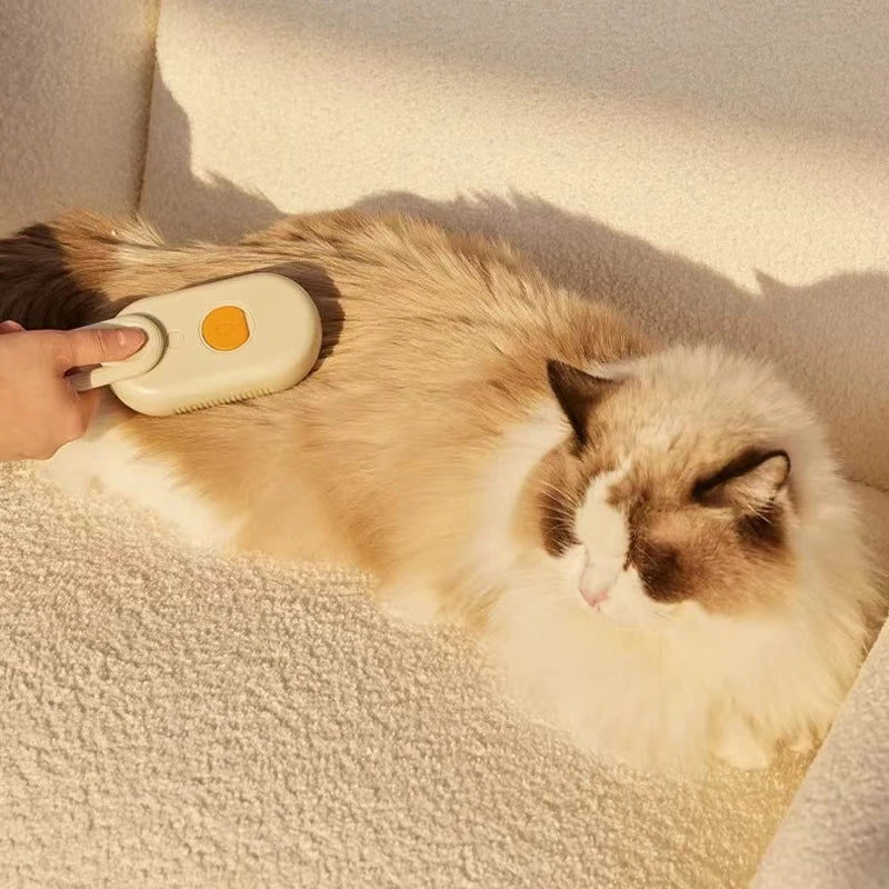 Spazzola a vapore 3 in 1 per Gatti, pettine per gatti a vapore, con impugnatura girevole a 360°, pettine massaggiante multifunzionale in silicone