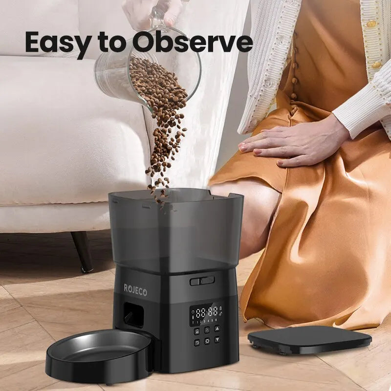 ROJECO Distributore Automatico Cibo 2L per Gatti e Cani | 1-6 Pasti Programmabili