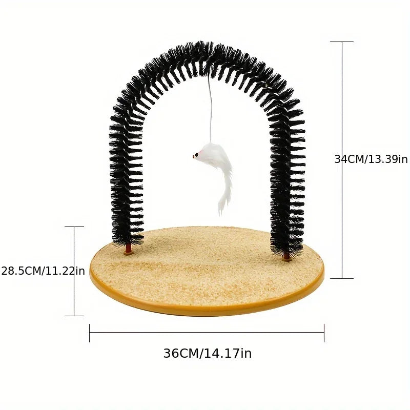 Spazzola ad Arco per Gatti con Tiragraffi e Topolino | Cat Arch Self Grooming & Massage Toy