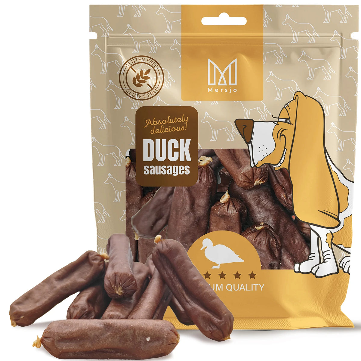 Salsicce Essiccate all’Anatra per Cani MERSJO 500 g – Snack con 90% Anatra