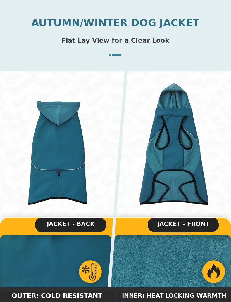 Cappotto Invernale per Cani con Cappuccio e Fascia Riflettente | S-XXXL