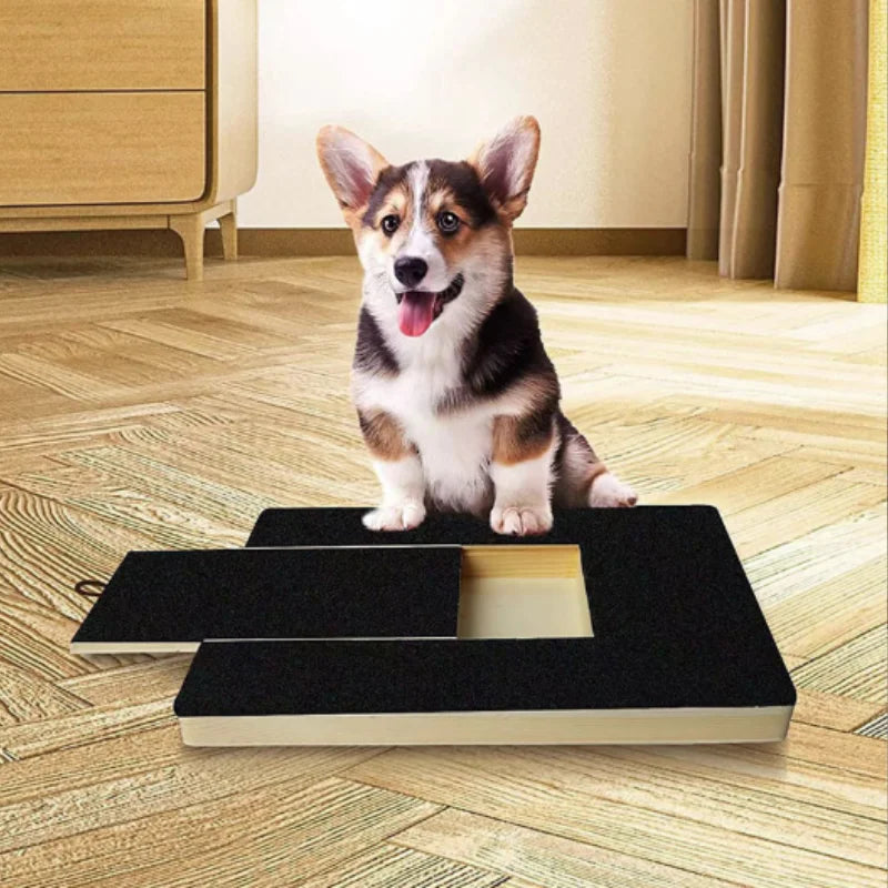 Tavoletta Tiragraffi per Cani in Legno con Box Porta Snack | Lima Unghie per Cani con Superficie Abrasiva e Cassetto Estraibile