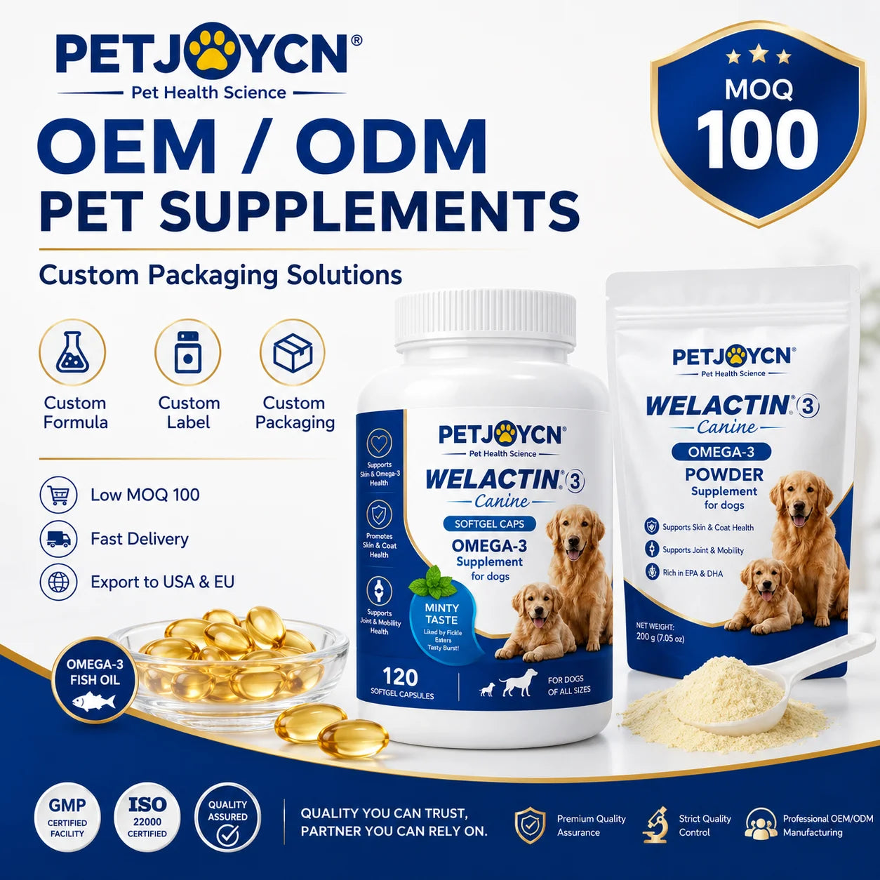 Integratore Omega-3 per Cani con EPA e DHA – Olio di Pesce, 120 Softgel
