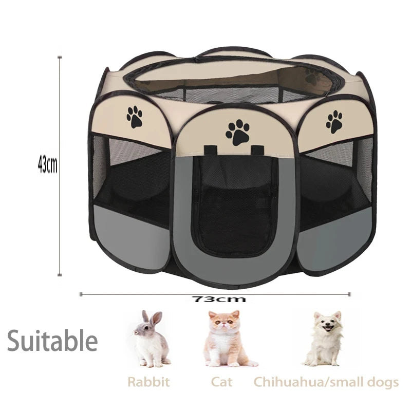 Recinto Pieghevole per Cani e Gatti | Box Ottagonale in Tessuto Oxford Traspirante e Portatile