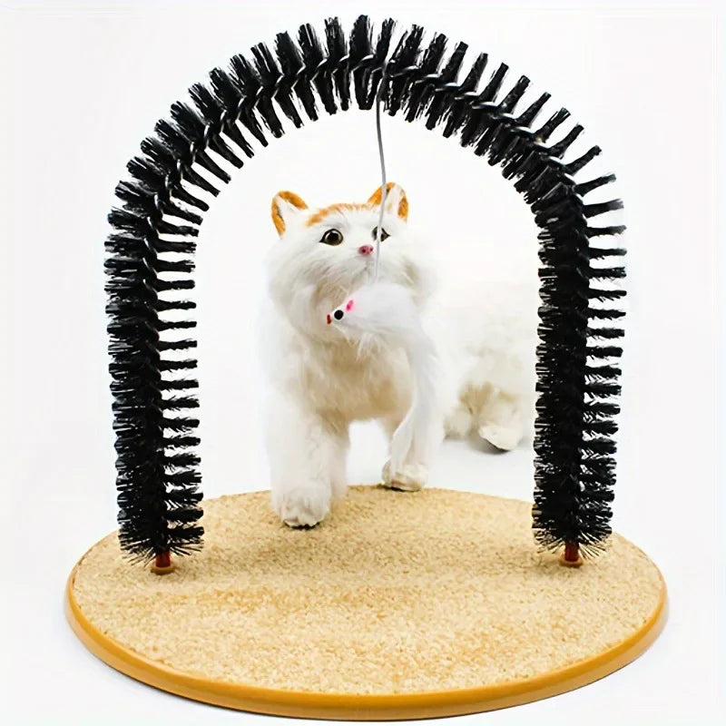 Spazzola ad Arco per Gatti con Tiragraffi e Topolino | Cat Arch Self Grooming & Massage Toy