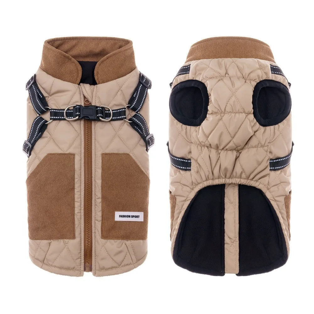 Cappotto Invernale per Cani con Pettorina Riflettente – Imbottito e Caldo in Pile S-2XL