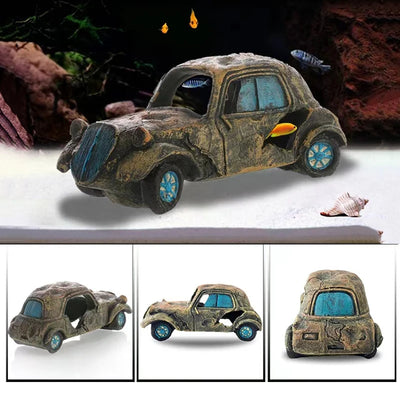 Decorazione Artificiale per Acquario Ornamento Auto d'Epoca Decorazione Sottomarina Accessori per Acquari