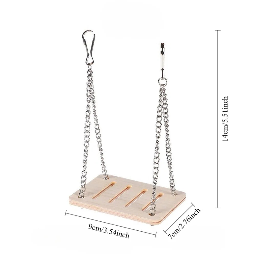 Altalena e Dondolo in Legno per Criceti e Roditori | Giochi Naturali