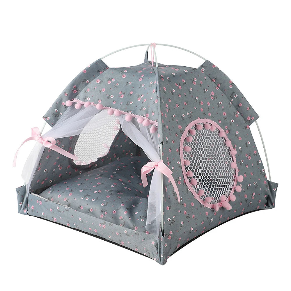 Cuccia Tenda Pieghevole per Gatti – Casetta Portatile 4 Stagioni con Tappetino Fresco – Nido Traspirante per Animali Domestici