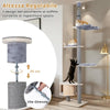 Tiragraffi Soffitto-Pavimento in Legno Multilivello – Torre per Gatti Regolabile (236-271 cm) con Cuccia in Pino, Amaca e Tappetini Lavabili