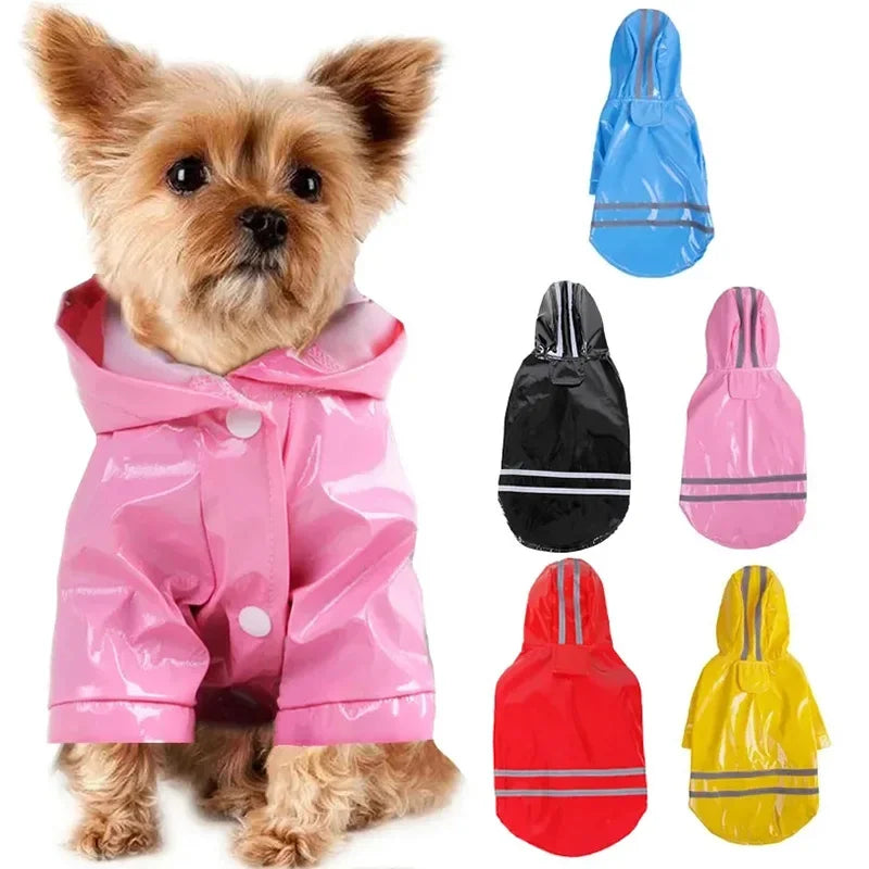 Impermeabile Riflettente per Cani Piccoli con Cappuccio – Mantella Antipioggia in PU S-XL