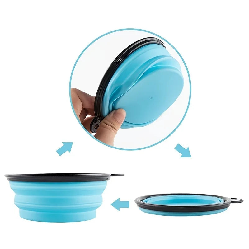 Ciotola Pieghevole Portatile in Silicone e TPR per Cani e Gatti, Ciotola da Viaggio Salvaspazio per Cibo e Acqua (Outdoor e Trekking)