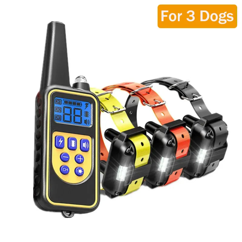 Collare Elettronico da Addestramento per Cani – Dispositivo Antiabbaio Impermeabile IPX7 con Telecomando a Distanza (800m) e 3 Modalità di Correzione