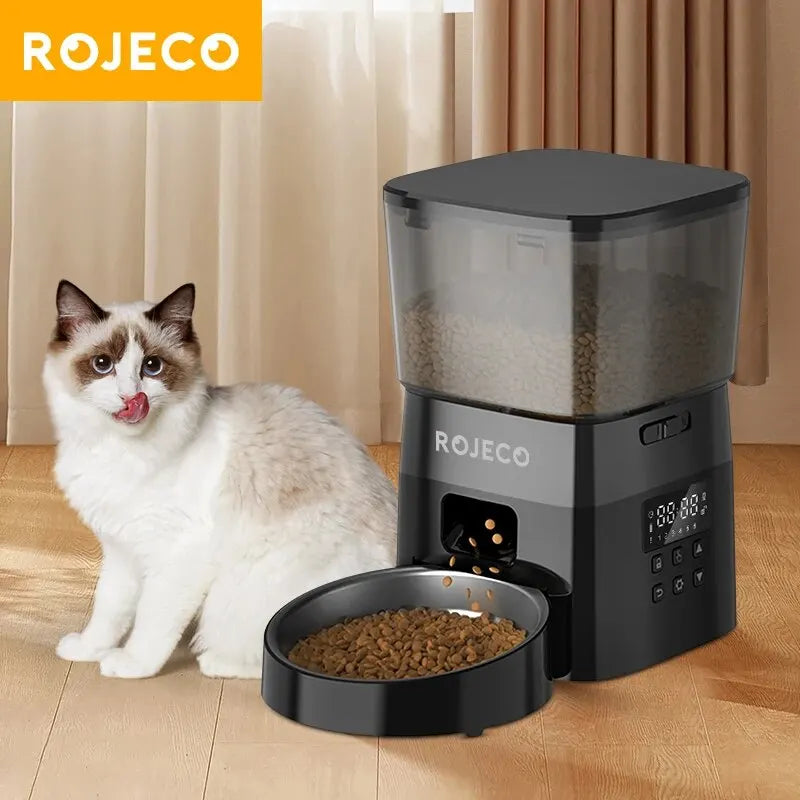ROJECO Distributore Automatico Cibo 2L per Gatti e Cani | 1-6 Pasti Programmabili