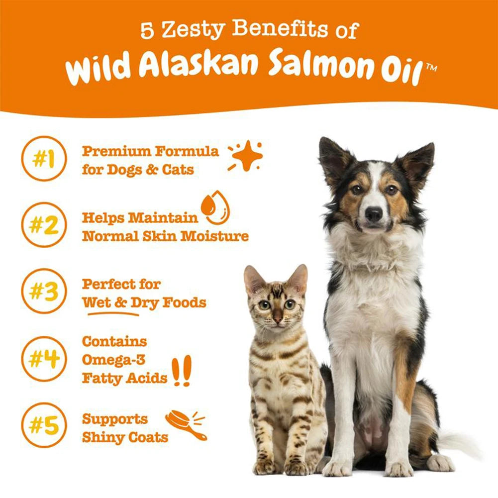 Olio Omega-3 di Salmone e Pollock dell’Alaska per Cani e Gatti 251 ml – EPA e DHA