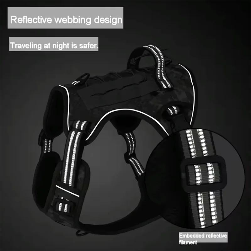 Pettorina Tattica per Cani – Imbracatura Professionale Anti-Tiro, Riflettente, Regolabile e con Maniglia di Controllo