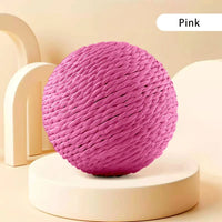 Palla Tiragraffi per Gatti in Sisal 10 cm – Gioco Interattivo da Mordere e Graffiare – Pink