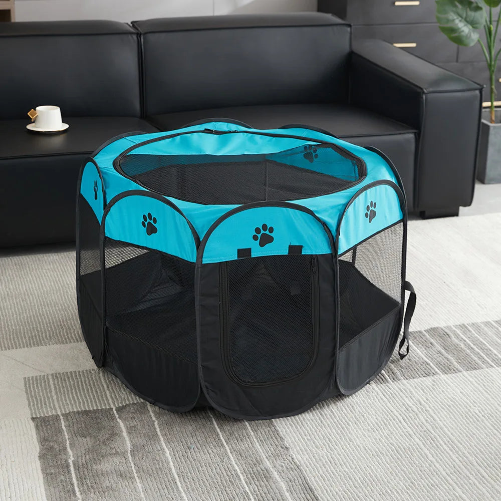 Recinto Pieghevole per Cani e Gatti | Box Ottagonale in Tessuto Oxford Traspirante e Portatile