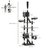 Albero Tiragraffi da Pavimento a Soffitto 240-260 cm per Gatti con Cucce, Tunnel e Pali in Sisal