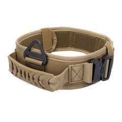 Collare Tattico per Cani Grandi in Nylon 1000D con Doppia Fibbia Metallica e Maniglia – Brown