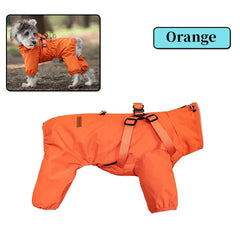 Impermeabile per Cani con Pettorina Integrata – Tuta 4 Zampe Riflettente e Regolabile – Orange
