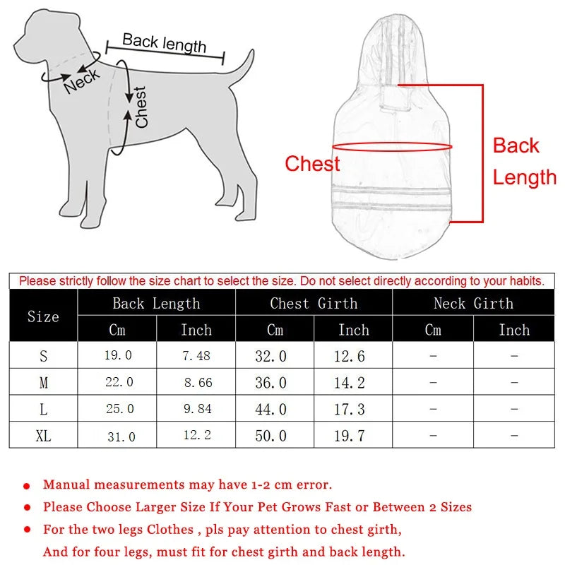 Impermeabile per Cani con Cappuccio e Dettagli Riflettenti | S-XL